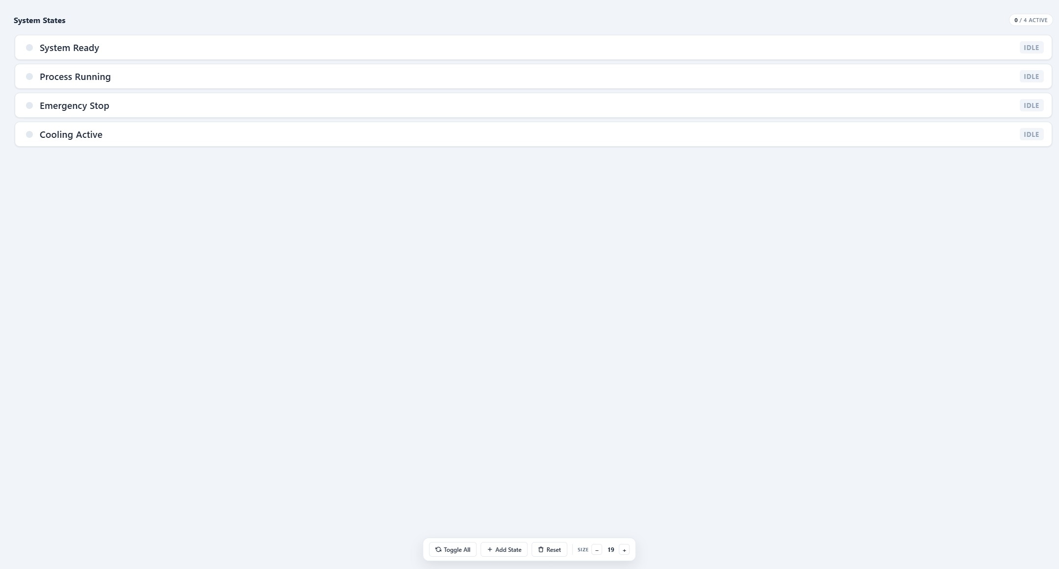 Indicador de lista de estados | Custom Web Control | WinCC Unified y V8
