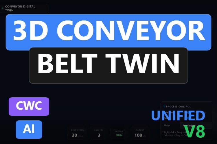 3D Conveyor Belt Twin | Custom Web Control | WinCC Unified & V8