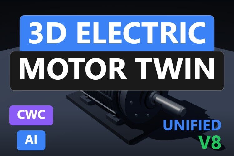 3D Electric Motor Twin | Custom Web Control | WinCC Unified & V8