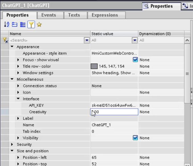 AI Chatbot - ChatGPT | Custom Web Control | WinCC Unified & V8