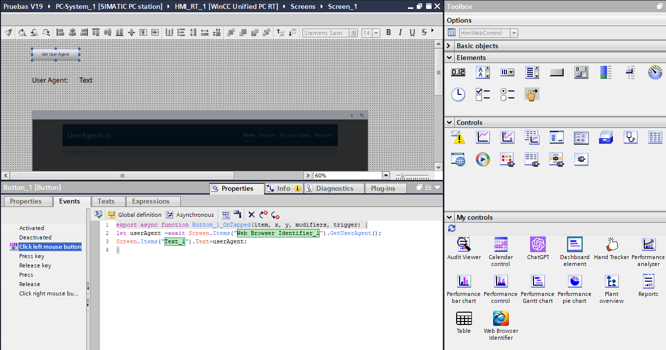 Identify Web Browser | WinCC Unified & V8