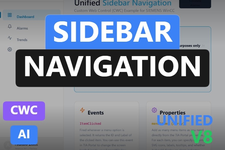 Sidebar Modern Navigation | Custom Web Control | WinCC Unified & V8