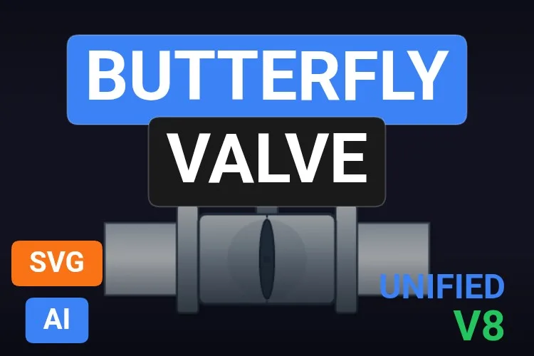 Butterfly Valve: free dynamic SVG valve for WinCC Unified and WinCC V8, catalogue thumbnail