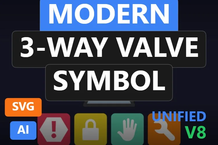 Modern 3-Way Valve Symbol: free dynamic SVG valve for WinCC Unified and WinCC V8, catalogue thumbnail