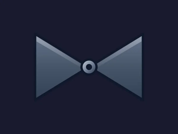 Dynamic SVG minimalist bow-tie valve symbol with two slate-grey triangles meeting at a small central ring